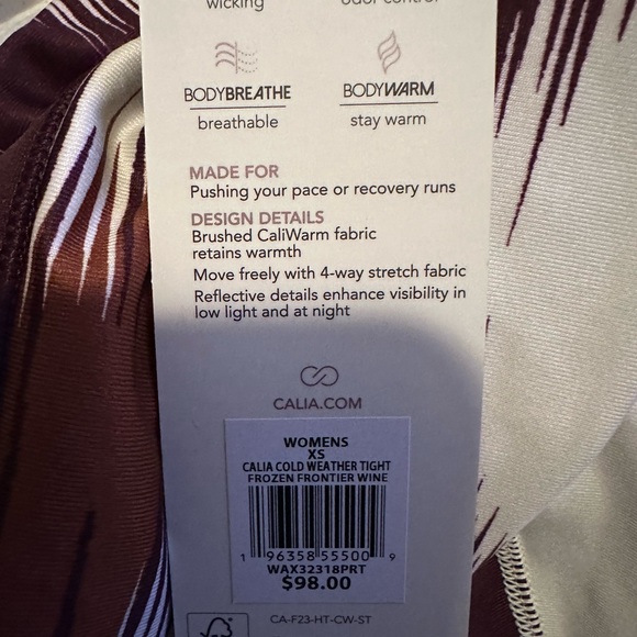 CALIA Women’s Cold Dash Seamed Leggings in Frozen Frontier Wine New With Tags - Picture 2 of 3
